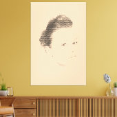 Espressive Black Halftone Effect Woman Face Canvas Afdruk (Insitu (Woonkamer))