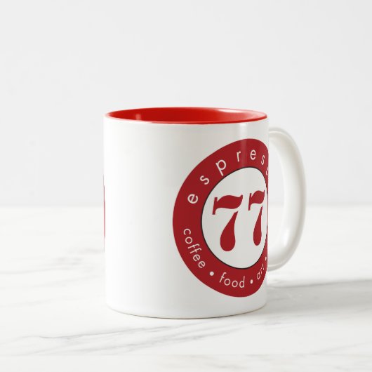 Espresso 77 tweekleurige koffiemok (Voorkant rechts)