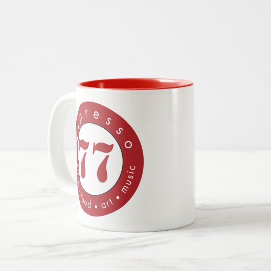 Espresso 77 tweekleurige koffiemok (Voorkant links)