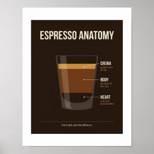 Espresso Anatomie Poster   Koffiebar Muurkunst  