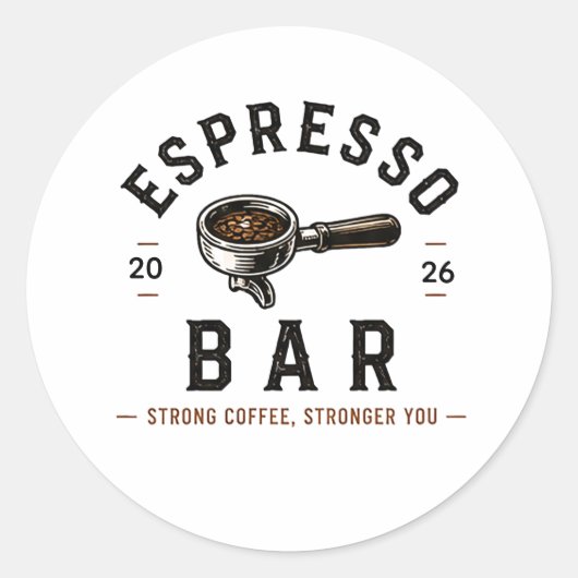 ☕ Espresso Bar Coffee Shop Personeelslogo ☕ Ronde Sticker (Voorkant)