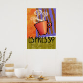 Espresso Bar | oranje lila olijfgroen Poster (Keuken)