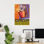 Espresso Bar | oranje lila olijfgroen Poster (Thuiskantoor)