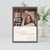 Espresso Beige Classic Minimalist Photo Wedding Save The Date (Staand voorkant)