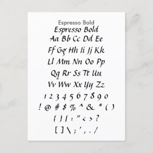 Espresso Bold - Zazzle Font Sampler Sheet Briefkaart