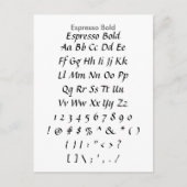 Espresso Bold - Zazzle Font Sampler Sheet Briefkaart (Voorkant)