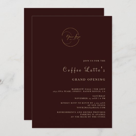 Espresso Brown Business Opening Kaart (Voorkant / Achterkant)