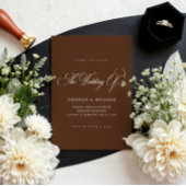 Espresso Brown Elegant Fall Wedding Invitation Kaart