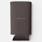 Espresso Brown Ivory Minimal Calligraphy Wedding Seltzer Blikjeskoeler (Achterkant)