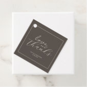 Espresso Brown Script Classic Minimalist Wedding Bedankjes Labels (In situ)