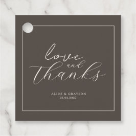 Espresso Brown Script Classic Minimalist Wedding Bedankjes Labels