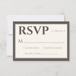 Espresso Brown Script Classic Minimalist Wedding RSVP Kaartje