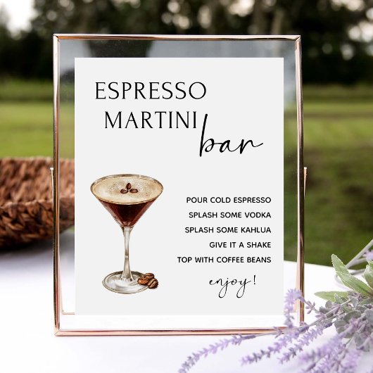 Espresso Bruiloft Martini Bar Handtekening Drink T Poster