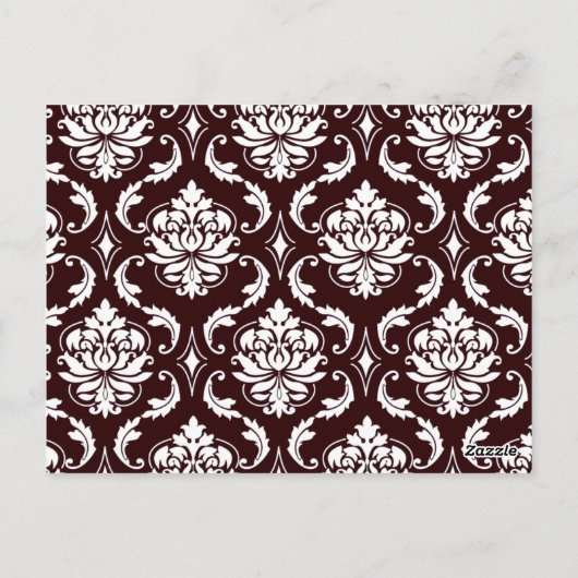 Espresso Bruin Damask Trouwtafel Nummer Kaart (Achterkant)