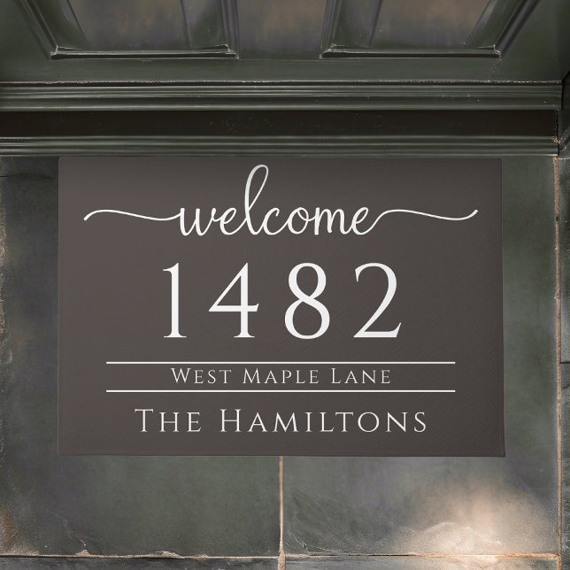 Espresso bruin familienaam gepersonaliseerd adres deurmat (Creator heeft geüpload)