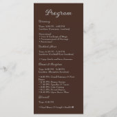 Espresso Bruin & Zilver Schrift Huwelijksprogramma Programmakaart (Achterkant)