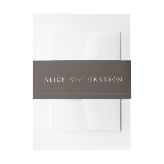 Espresso Bruine Script Klassieke Minimalistische T Uitnodigingen Wikkel (Voorkant Voorbeeld)