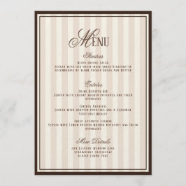 Espresso Cappuccino Striped Wedding Menu  Card Kaart