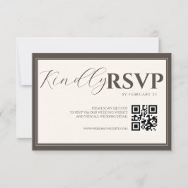 Espresso Classic Minimalist Wedding QR Code RSVP Kaartje