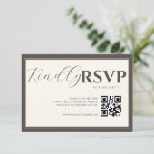 Espresso Classic Minimalist Wedding QR Code RSVP Kaartje (Staand voorkant)
