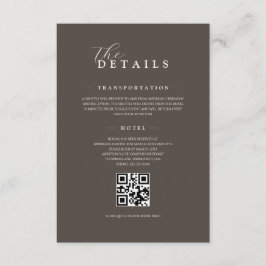 Espresso Classic Minimalist Wedding QR Details Informatiekaartje