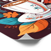 Espresso Coffee Cup muurkunst met kleurrijke blade Poster (Hoek)
