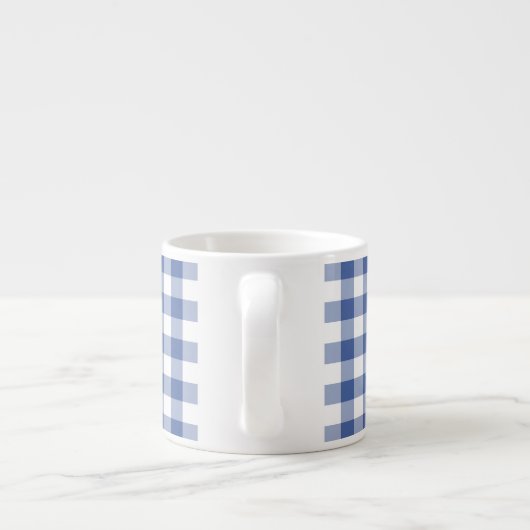 Espresso Coffee Mok, donkerblauw Check Gingham Espresso Kop (Achterkant)