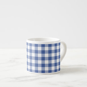 Espresso Coffee Mok, donkerblauw Check Gingham Kop