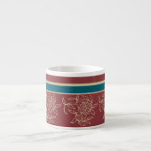Espresso Coffee Mok, Maroon Blue Floral Kop (Voorkant)