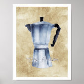  Espresso Coffee Moka Pot Waterverf Art Poster (Voorkant)