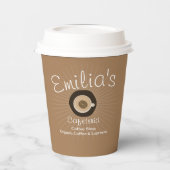 Espresso Coffee Shop Business Logo Papieren Bekers (Links)