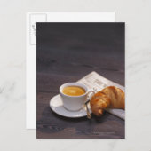 espresso , croissant en krant briefkaart (Voorkant / Achterkant)