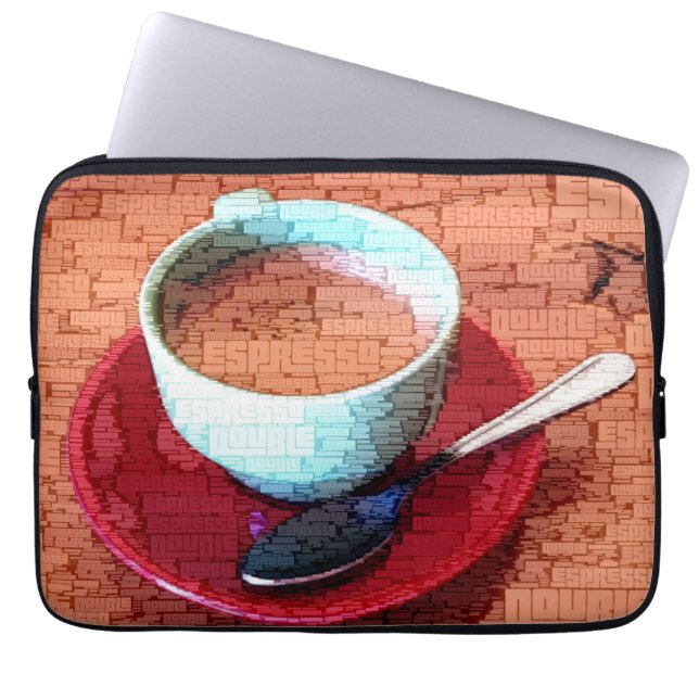 Espresso Cup en Spoon Word Cloud Laptop Sleeve (Voorkant)