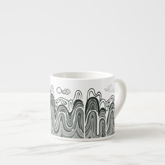 Espresso Cup met Calming Mountain Uitzicht Espresso Kop (Voorkant rechts)