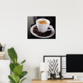 Espresso cup op zwarte granietteller poster (Thuiskantoor)