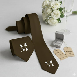 Espresso | Custom Monogram Wedding Groomsmen Stropdas