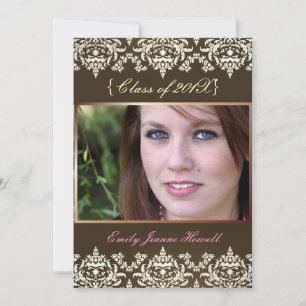 Espresso + Damask/ Afstudeerfeest Uitnodigingen