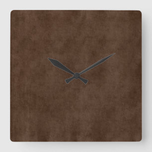 Espresso Dark Brown Parchment Antiek Vierkante Klok