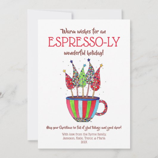 Espresso Disco kerstbomen Holiday Kaart (Voorkant)