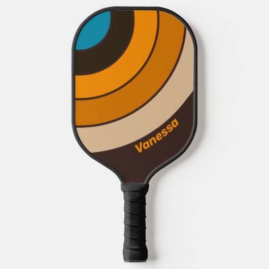 Espresso Drift Circle Stripe met Naam Pickleball Paddle (Voorkant)
