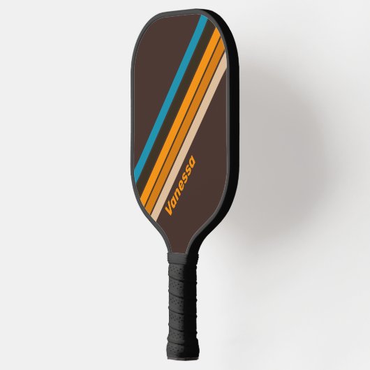 Espresso Drift Gestreept met Naam Pickleball Paddle (Links)