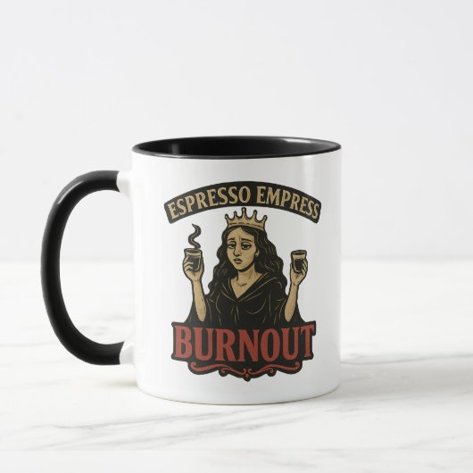 Espresso Empress Burnout Vintage Illustratie Mok (Links)