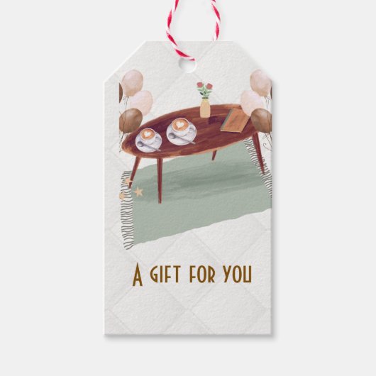 Espresso en ballonnen cadeaulabel (Voorkant)