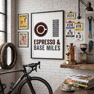 Espresso en Base Miles Fietsliefhebber koffie Poster