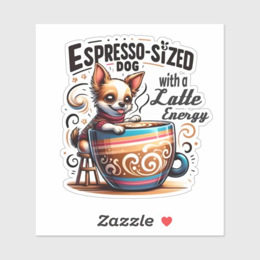 Espresso-formaat Hond met een Latte Energy Sticker (Vel)