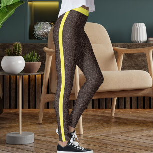 Espresso Gele Vonken Glitter Patroon Strepen Leggings