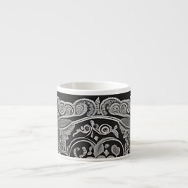 Espresso/Grijze Paisley/Zwart Trim/Specialty Mok