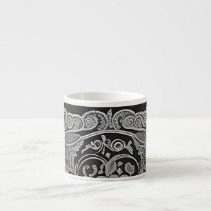 Espresso/Grijze Paisley/Zwart Trim/Specialty Mok