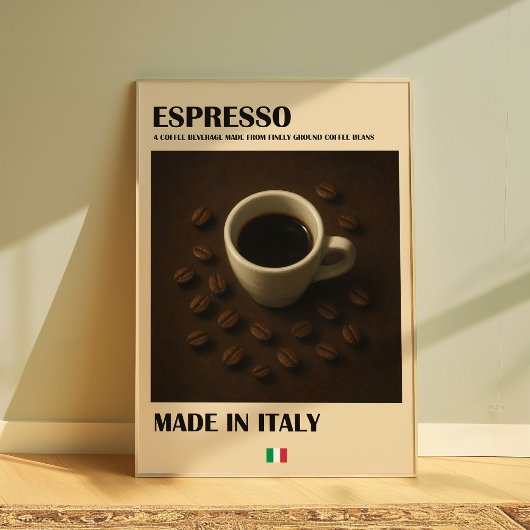 Espresso Italiaanse koffiebar Keuken Wandkunst Poster