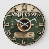 Espresso Italian Coffee Bar Kitchen Decor Grote Klok (Voorkant)